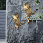 décoration murale moderne oiseau métal marron doré fixations murales