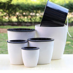 pots fleurs blancs noirs absorption d'eau automatique drainage cordelette moderne lisses