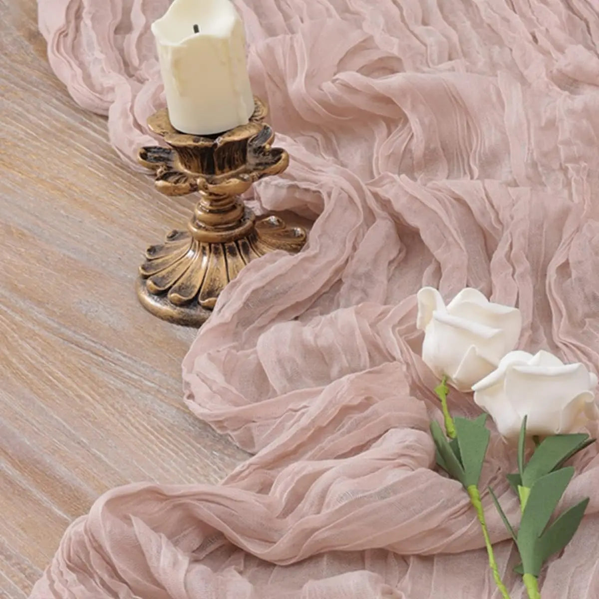 serviette table plissée rose clair décorative maison 100% polyester