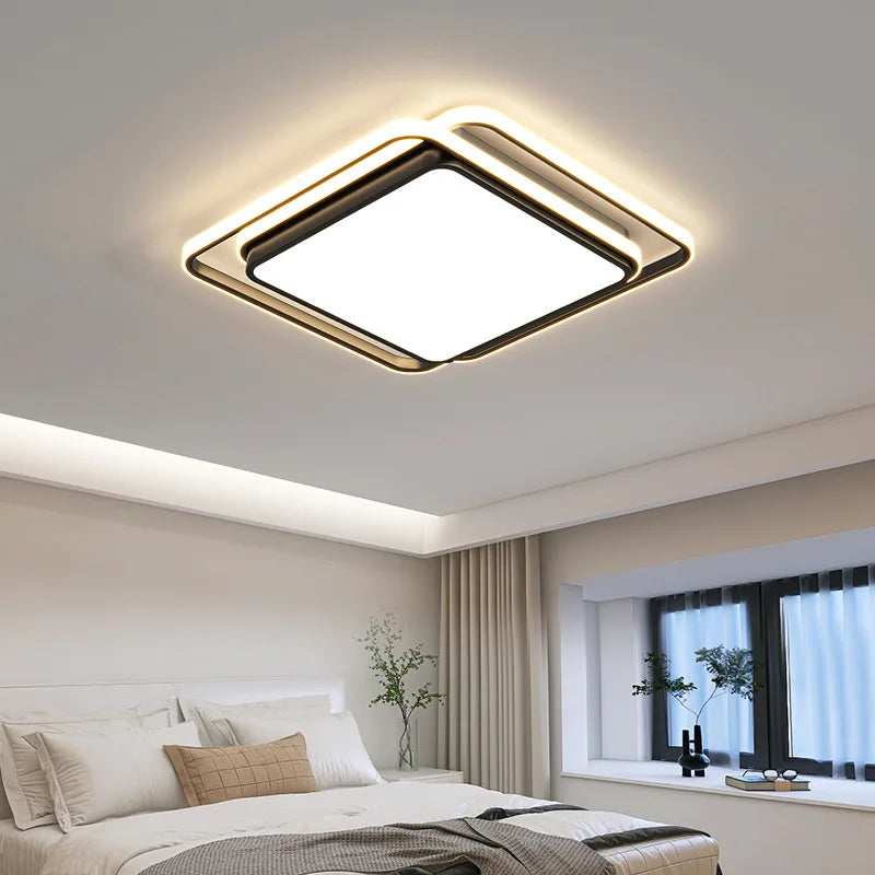 plafonniers led modernes carrés ronds blancs noirs dorés minimalistes cuisine salon chambre