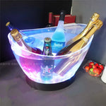 cuve glace transparente opacité légère moderne cuve bouteilles champagne glaçons rechargeable led blanc lumière