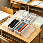 lot boites rangement plastique transparentes couvercles crayons feutres maison