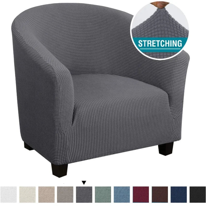 fauteuil moderne housse polyester jacquard gris élégants boutons protection salon automne hiver