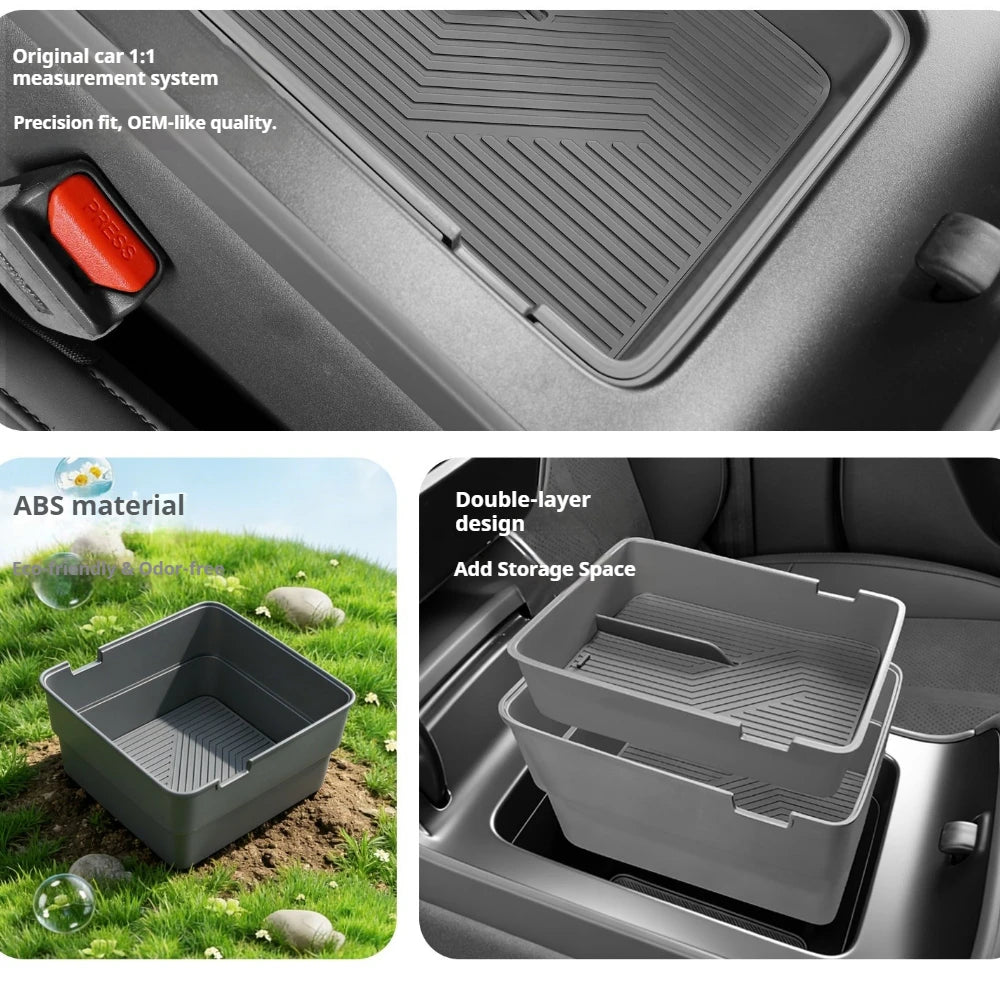 boîte rangement accoudoir voiture gris anti dérapante moderne trois niveaux