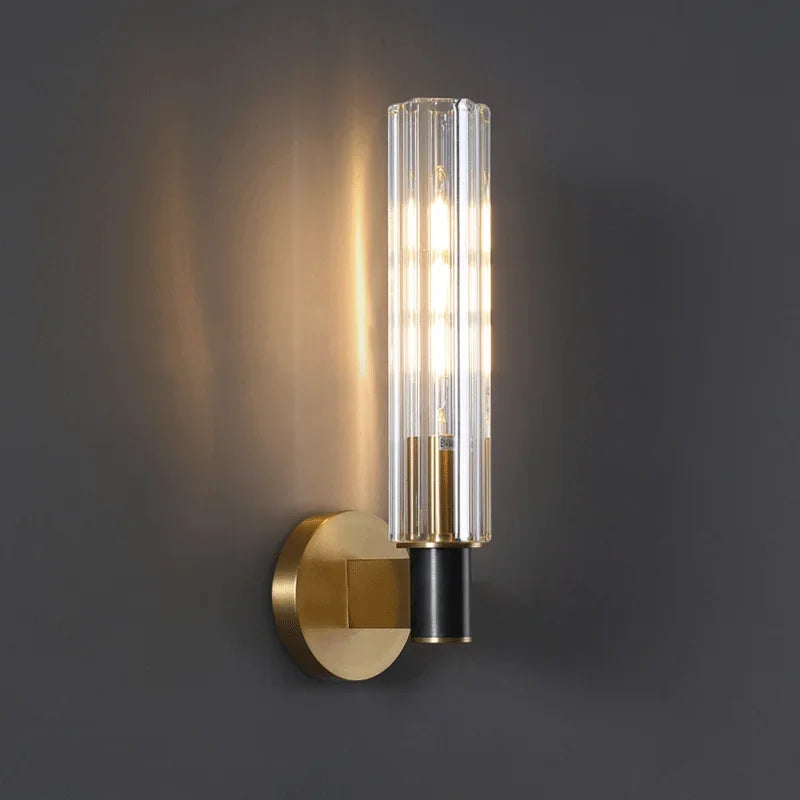 applique murale led moderne or noir transparent éclairage chambre salon entrée étude striée verre