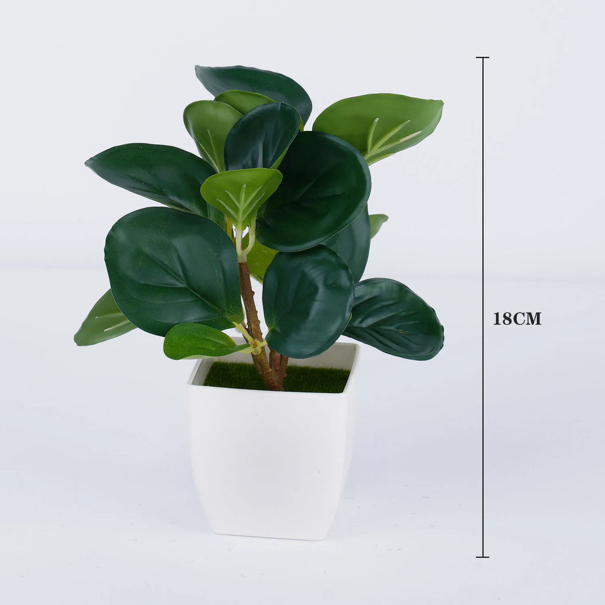 plantes artificielles vertes feuilles rondes moderne pot carré blanc décoration intérieure extérieure ornement festive