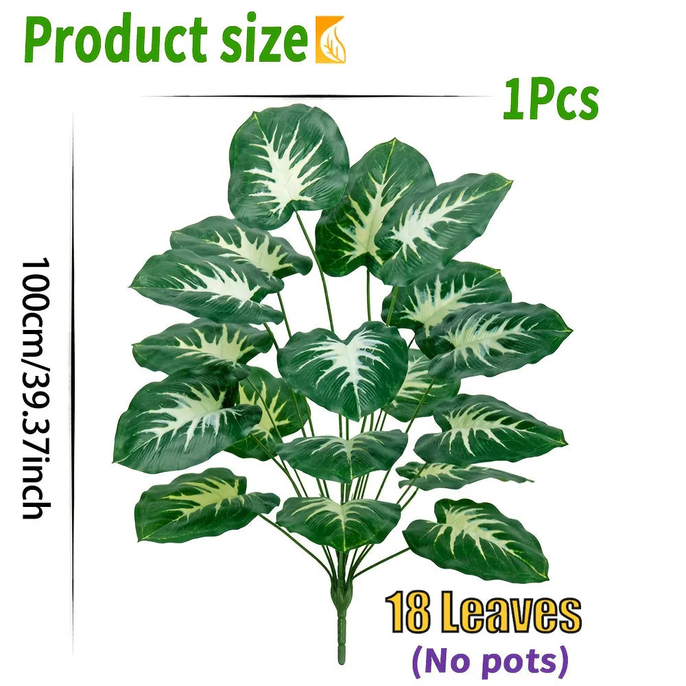plante artificielle extérieure arbore sol feuilles vertes motifs veinés pot décoré anniversaire décoration tropicale