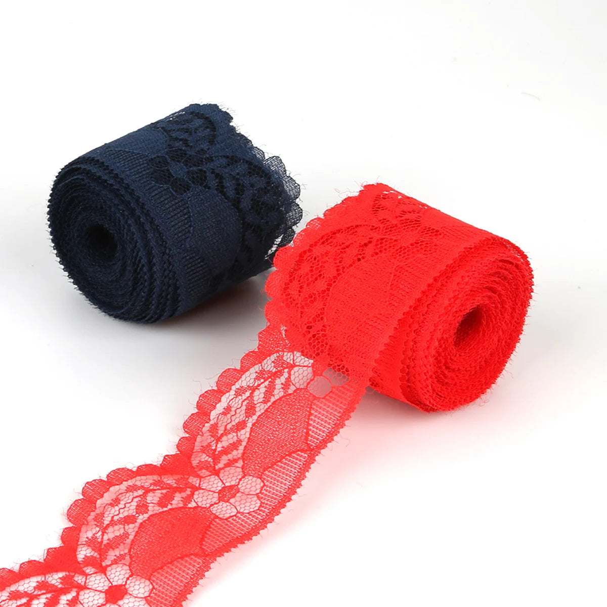 ruban dentelle polyester 4cm large rose clair bleu rouge violet noir mariage décoration diy