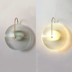 lampe murale led ronde verre moderne blanc doré transparent striée tringle