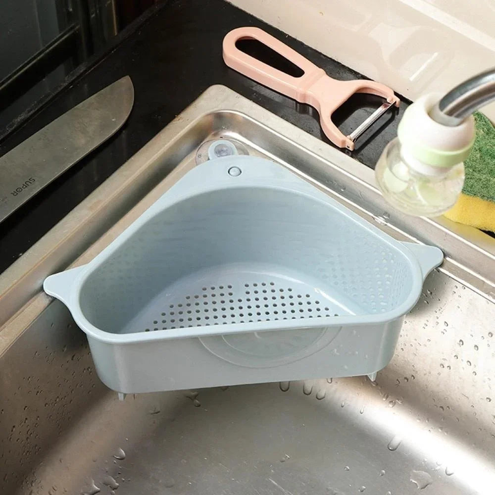 panier drainage rétractable bleu perforé moderne rangement vaisselle gants savon brosse