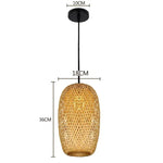 lampe suspendue moderne rustique tissage bambou naturel beige pince lampe