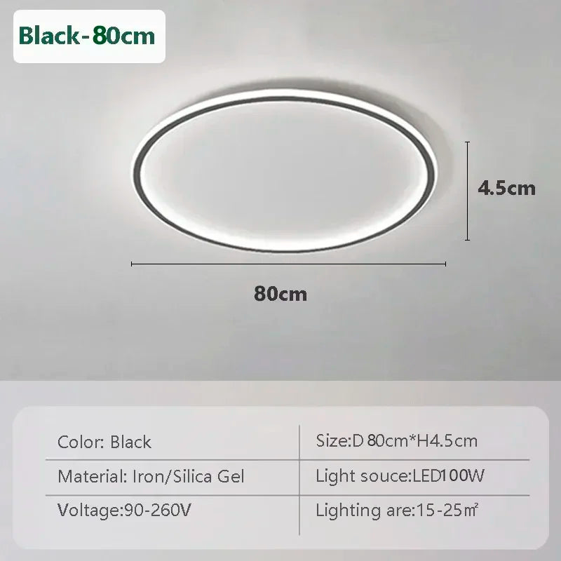Plafonnier LED moderne blanc rond lisse 50cm 80cm chambre salon
