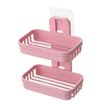 support savon adhésif moderne bleu rose beige texture granulée salle bain pratique amovible double