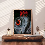 affiche gothique crâne oeil rouge cadre bois décoration murale sombre métal noir