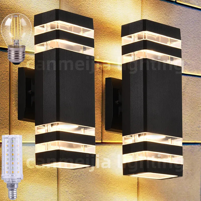 lampe murale extérieure moderne noire rayures horizontales ampoule e27 jardin
