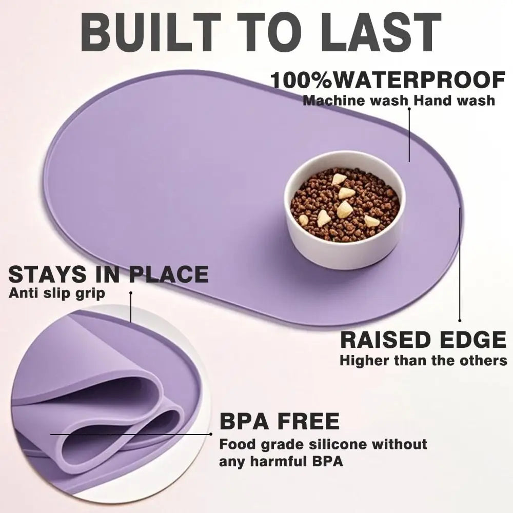 tapis alimentation animaux silicone durable antidérapant imperméable sans BPA rose violet moderne adhésif