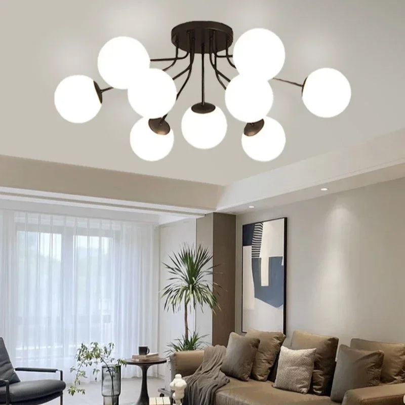 plafonnier moderne or noir boules translucides contemporain éclairage intérieur invisible led chambre salon