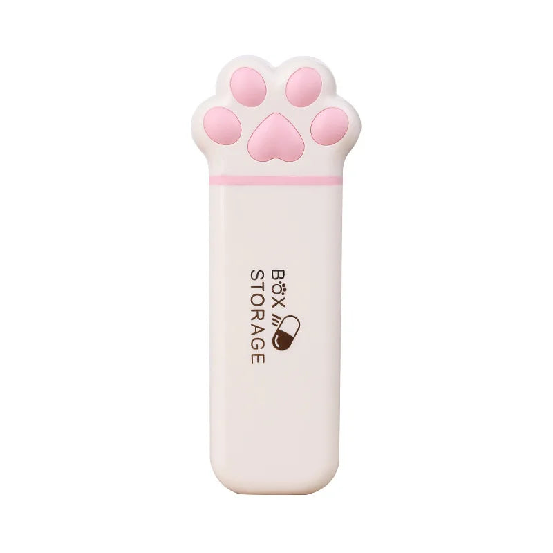 boîte rangement blanc rose gris pattes chat moderne compartiments médicaments bijoux portable petite taille