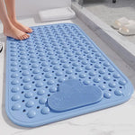 tapis bain rose clair gris bleu coeurs points adhésif moderne pvc salle bain douche