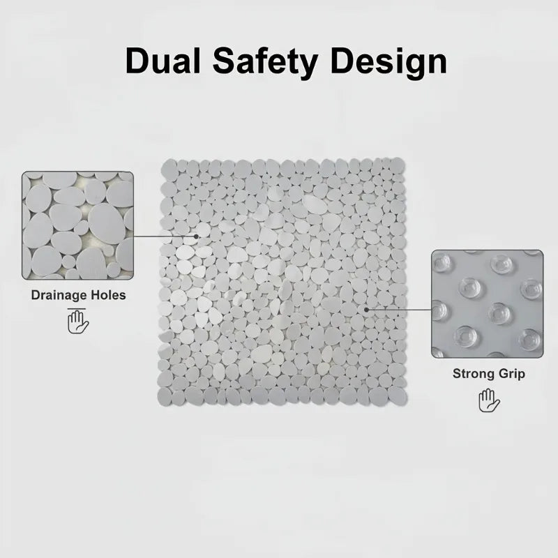 tapis salle bain douche galets antidérapant motifs ronds drainage ventouses moderne minimaliste
