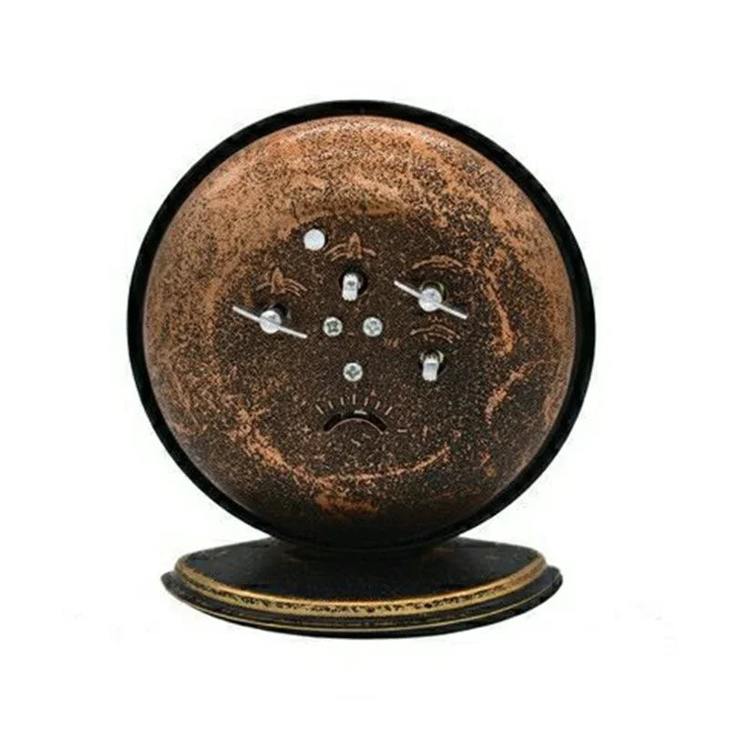 réveil rétro métal coqs paysage rural chiffres noirs illustration vieillie fonction mécanique dimensions 13.5cm