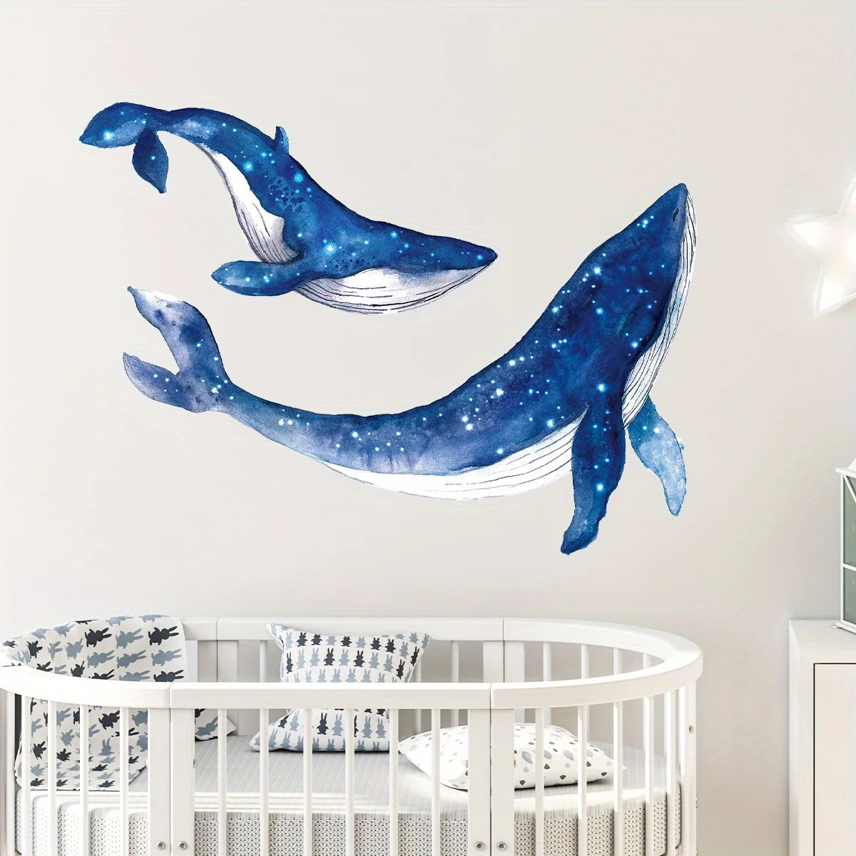 sticker mural étoiles galaxie bleu blanc art marin abstrait adhésif autoadhésif