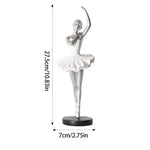 statue danseuse robe ballet posture classique or argent blanc moderne base plate