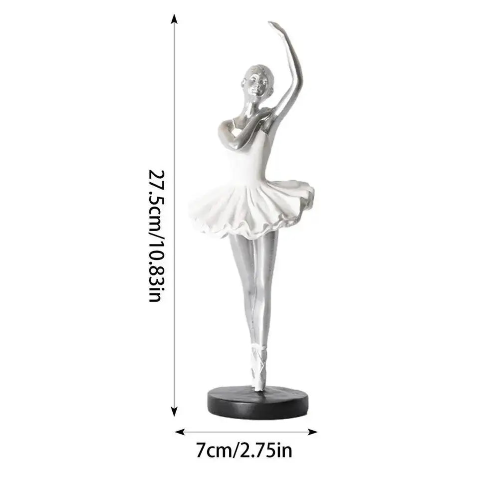 statue danseuse robe ballet posture classique or argent blanc moderne base plate