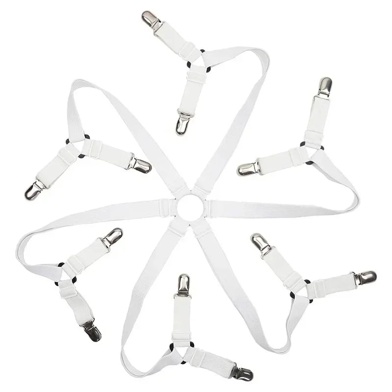 attaches draps lit clips élastiques réglables noir blanc minimalistes fonctionnelles