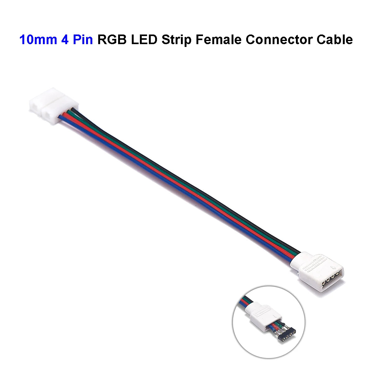 connecteur extension câble bande led rgb broches fils électriques éclairage intérieur blanc noir