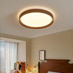 luminaire plafonnier moderne led 36w grain bois marron aspect minimaliste chambre cuisine salle manger