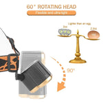 lampe frontale rechargeable led orange bande ajustable mode emergency camping