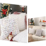 tissu velours polyester flocons sapins cerfs blanc rose vert rouge décoration noël coussins festive