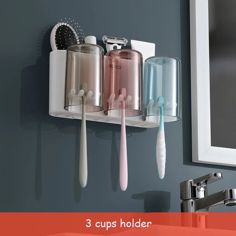 organisateur salle bain blanc gris moderne transparent brosse dents pot dentifrice brosse cheveux rasoir
