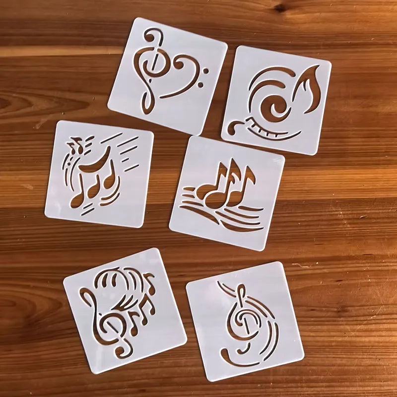 pochoirs stencil blanc notes musicales motifs abstraits moderne graphique peinture murale meubles scrapbooking