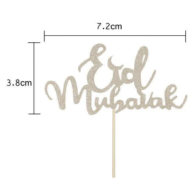 décoration gâteau or vert motifs islamiques lunes minarets calligraphie artisanal élégant adhésif festif İslam