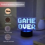 lampe led pixel art game over tactile couleur noire blanche bleue verte rouge jaune