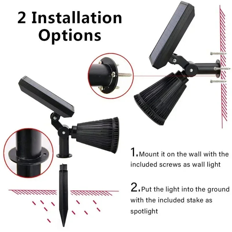 projecteur solaire led ip65 étanche moderne réglable jardin extérieur noir abs