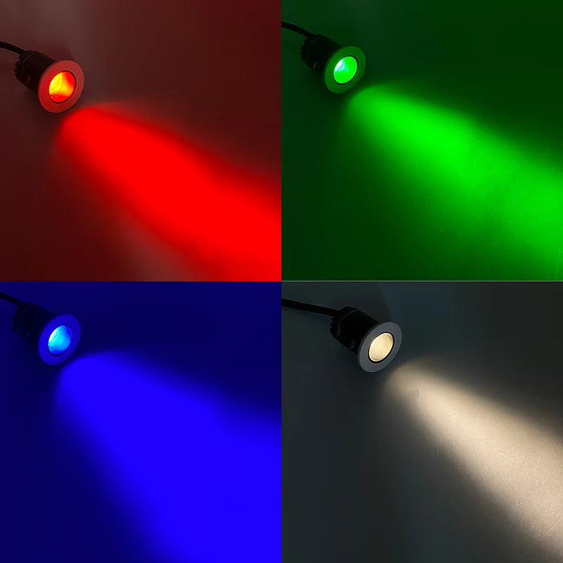 Spot LED 3W RGBW 12V IP65 Chrome Poli Câble Fils Noir Blanc Moderne