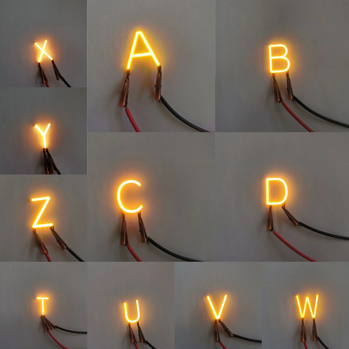 lettre lumineuse jaune décoration led moderne clips métalliques fête noël vacances