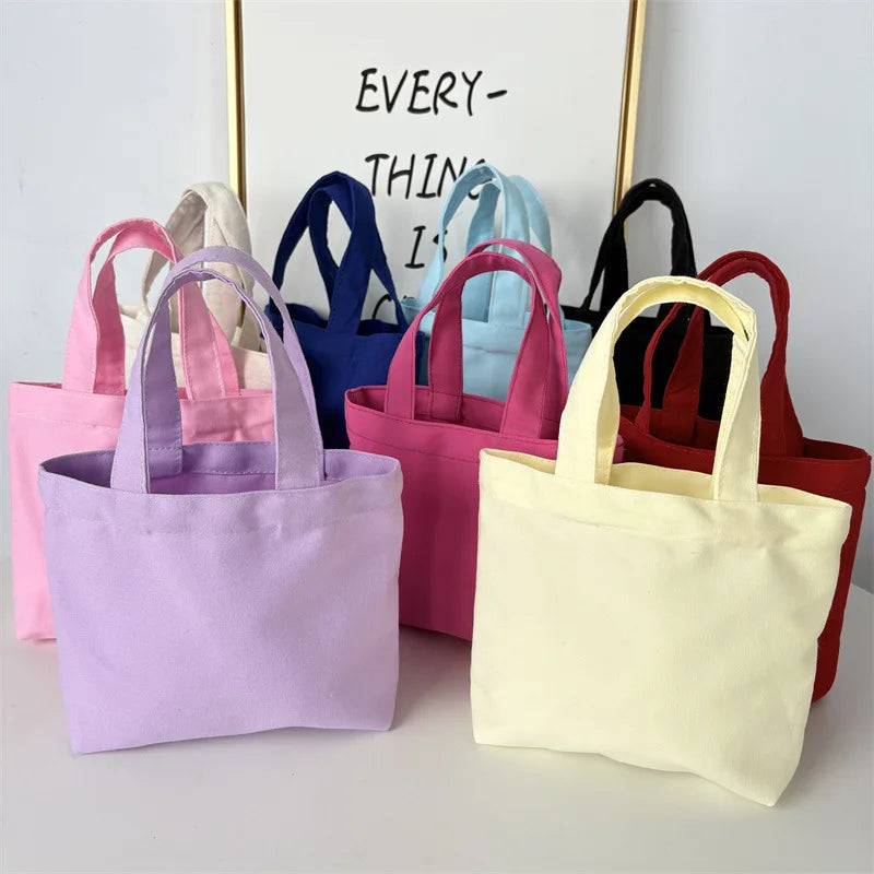 sac main toile couleur bleu rose jaune noir casual poignées détachables