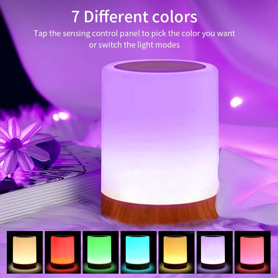 lampe tactile led rechargeable usb moderne couleur rgb blanc chaud chambre coucher portable