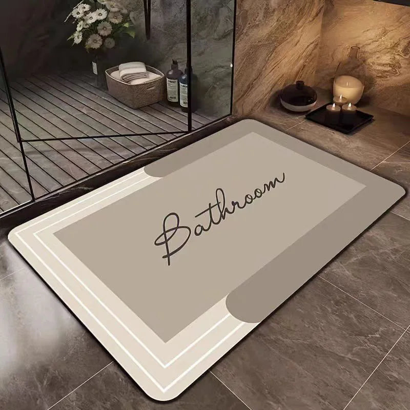tapis bain antidérapant eva moderne écriture bathroom bleu foncé minimalisteintérieur decoration