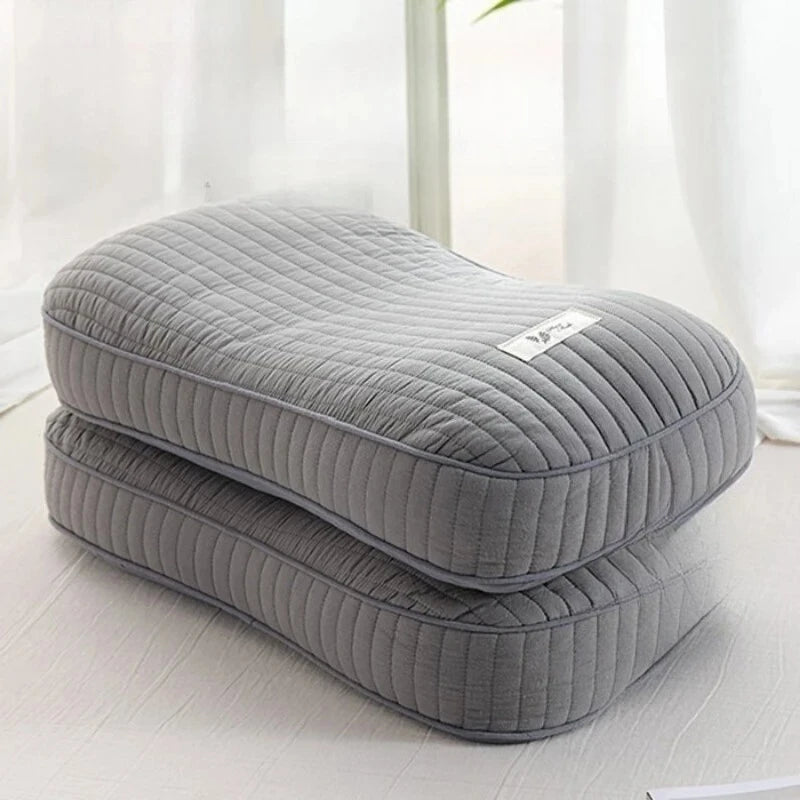 oreiller sarrasin coton gris vert rayures moderne massage 48x26cm qualité single