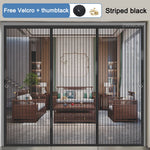 rideau moustiquaire noir velcro rayures horizontales anti moustiques porte été moderne