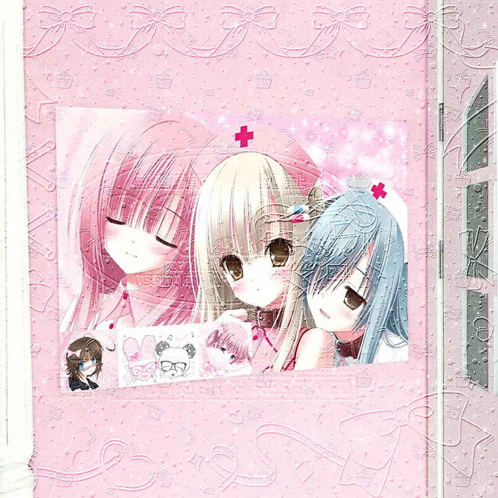 décoration murale poster anime personnages roses clairs coton polyester lavable imprimé gothique harajuku