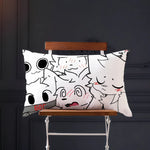 taie d'oreiller imprimée chat dessin animé cute kawaii suspension blanc rose bleu cartoon decorative