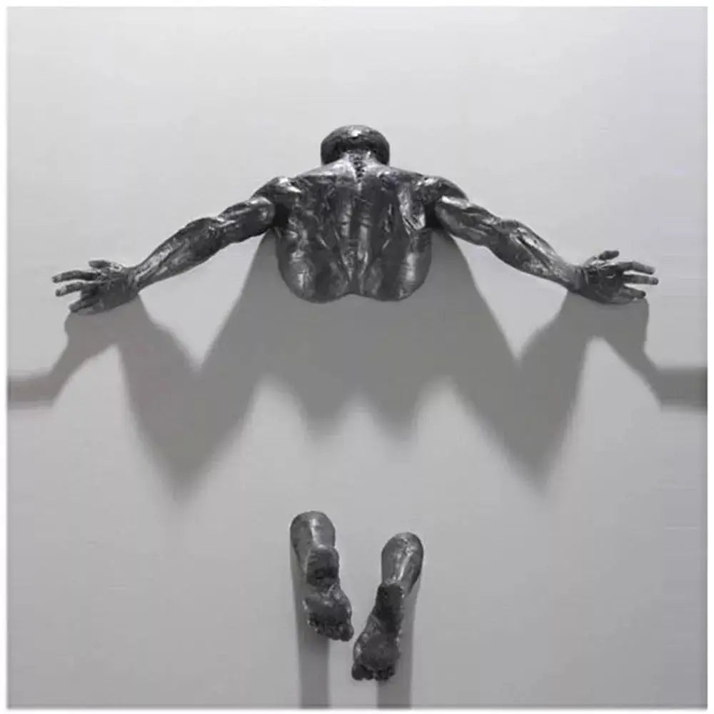 statue résine gris métallisé texture granuleuse art contemporain pieds détachables adhésif décoration intérieure abstraite