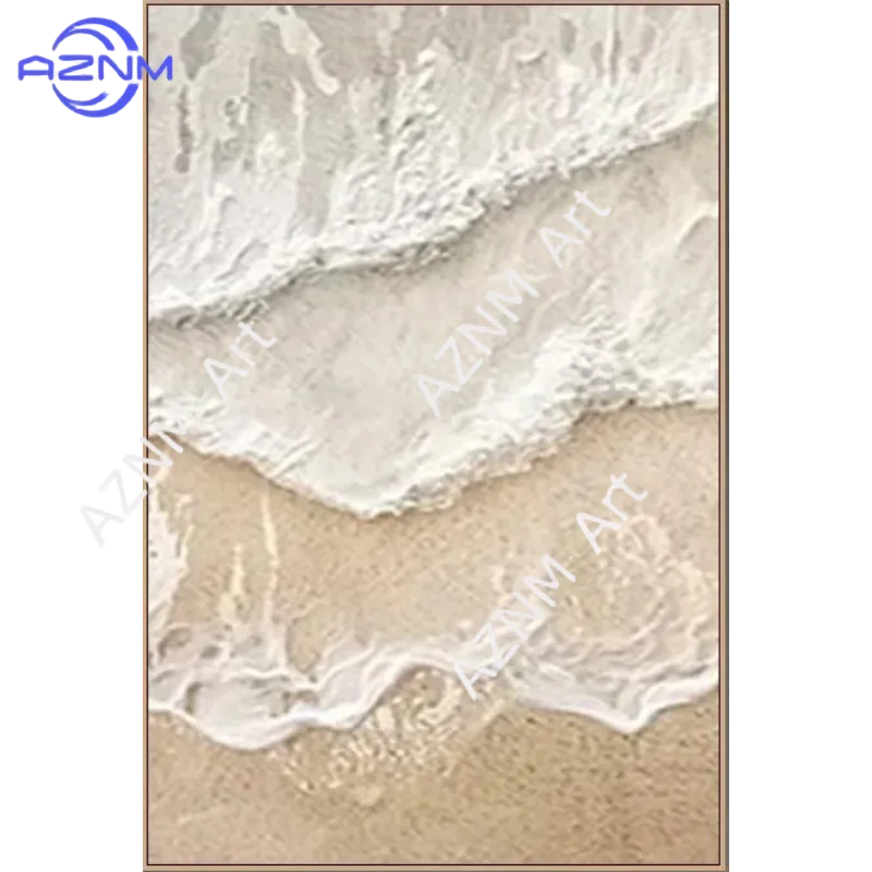 tableau mural abstrait vague plage beige texture sable art moderne décoration salon chambre salon