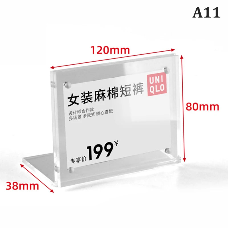support présentation moderne transparent cartes étiquettes prix 100x150mm 120x80mm